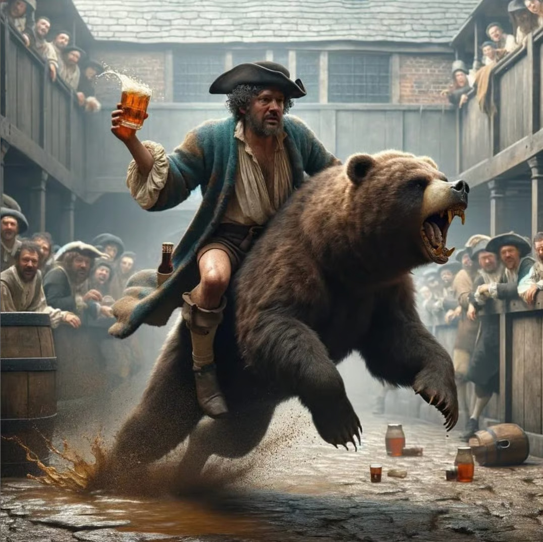 AI-generated art of Tan bear baiting
